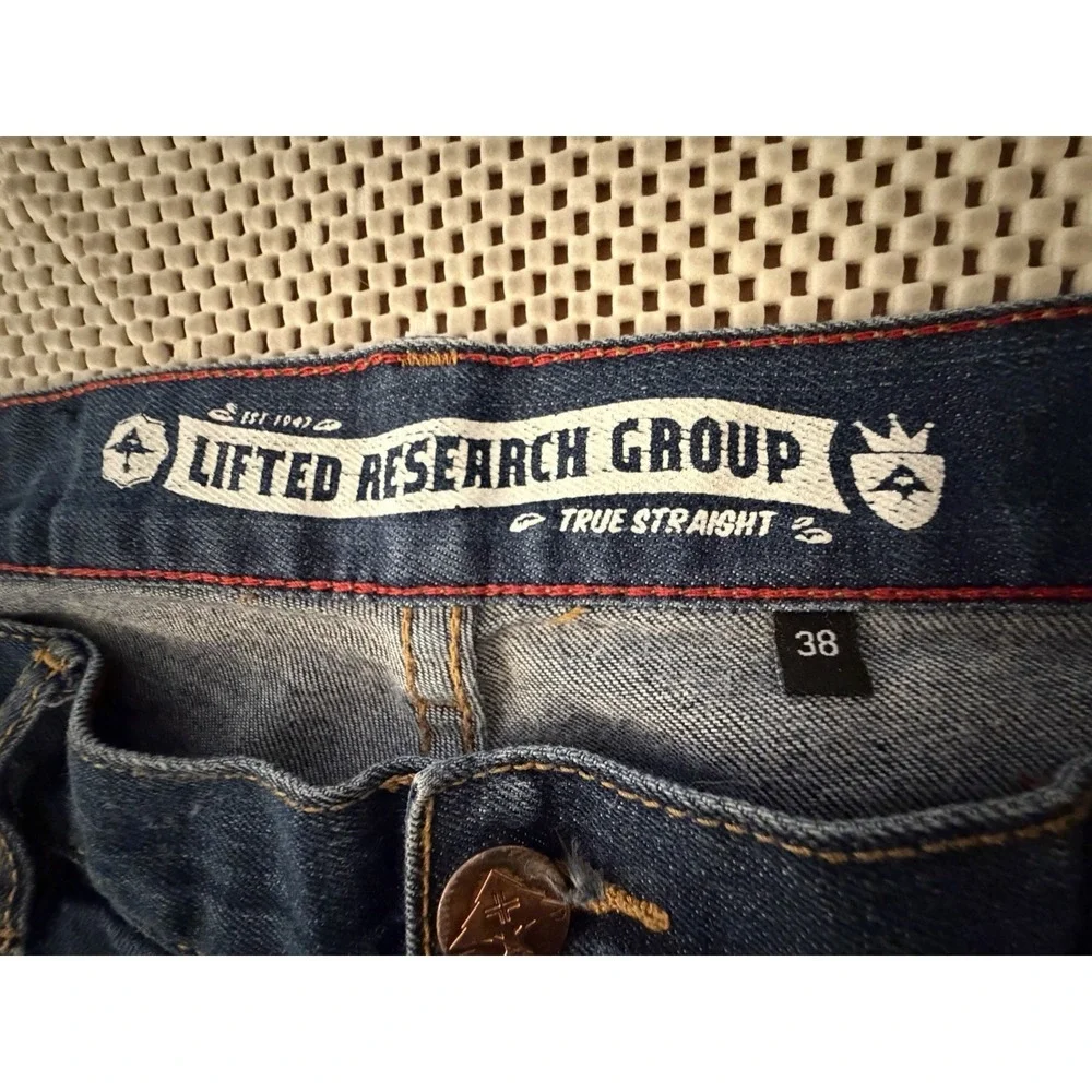 Lifted Research Group Jeans True Straight Leg Men Sz 38 Distressed 36x30 Actual